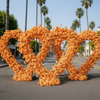 Orange Classic Wild Rose Flower Heart Arch #4942