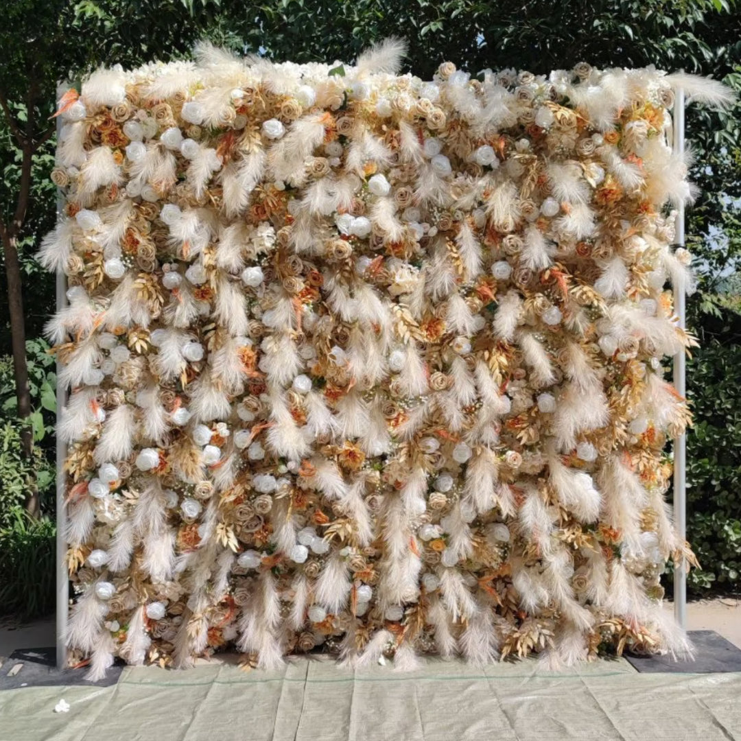 Pampas Tan and Cream Wild Rose Premium Wall - 082B