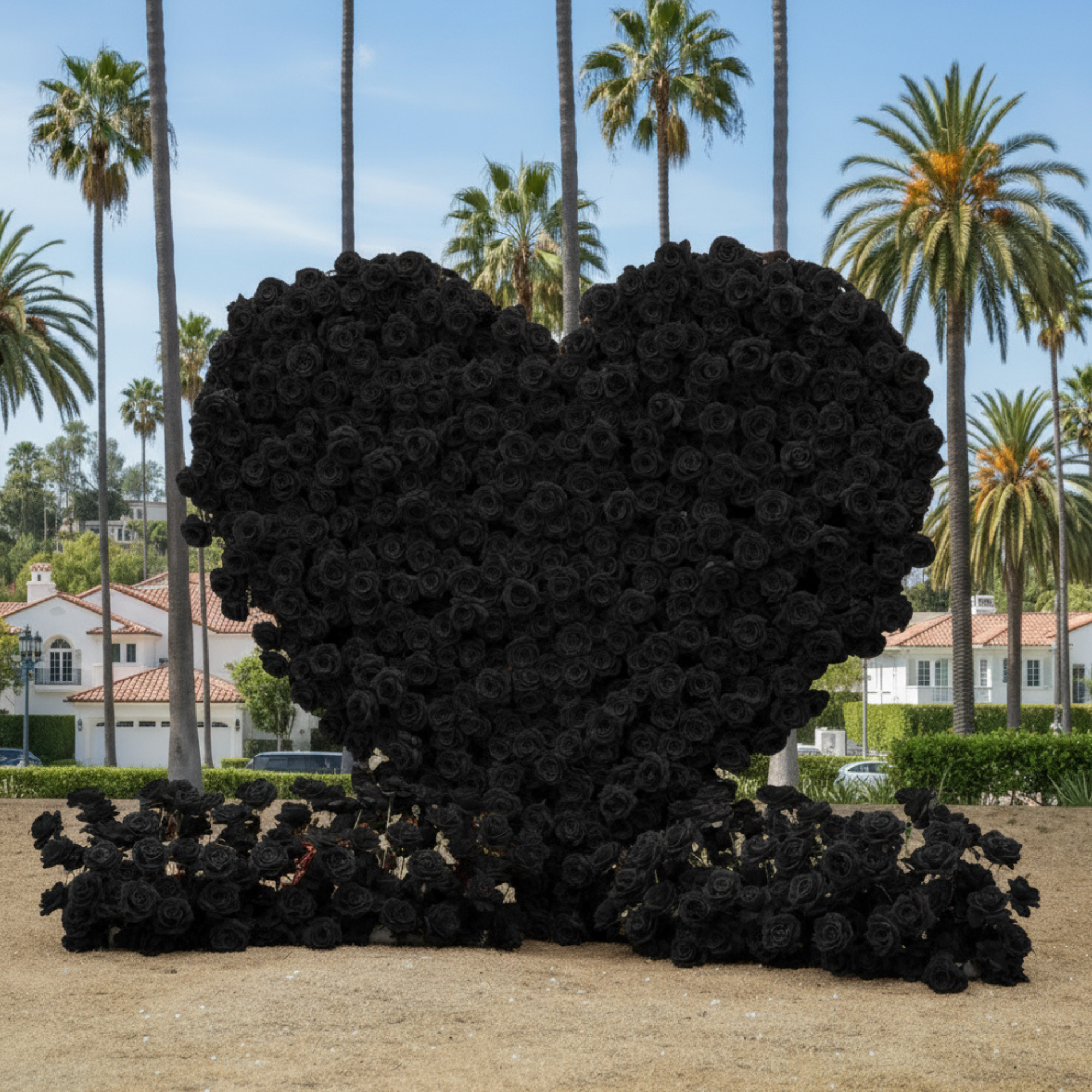 Black Premium Wild Rose Heart Flower Arch #4901