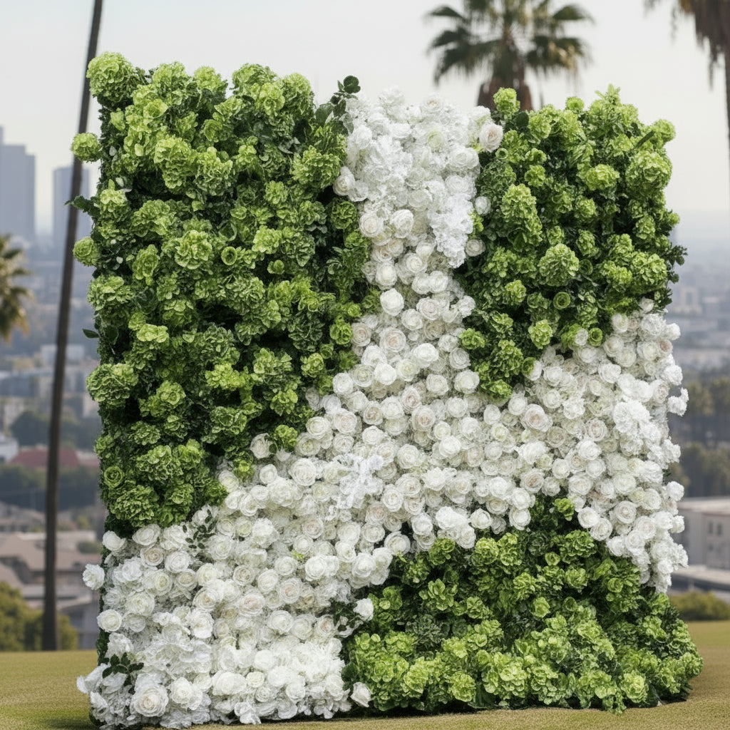 Wild White Rose and Greenery Premium Flower Wall - 285