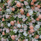 Peach & White Wild Rose Premium Greenery Wall - 203