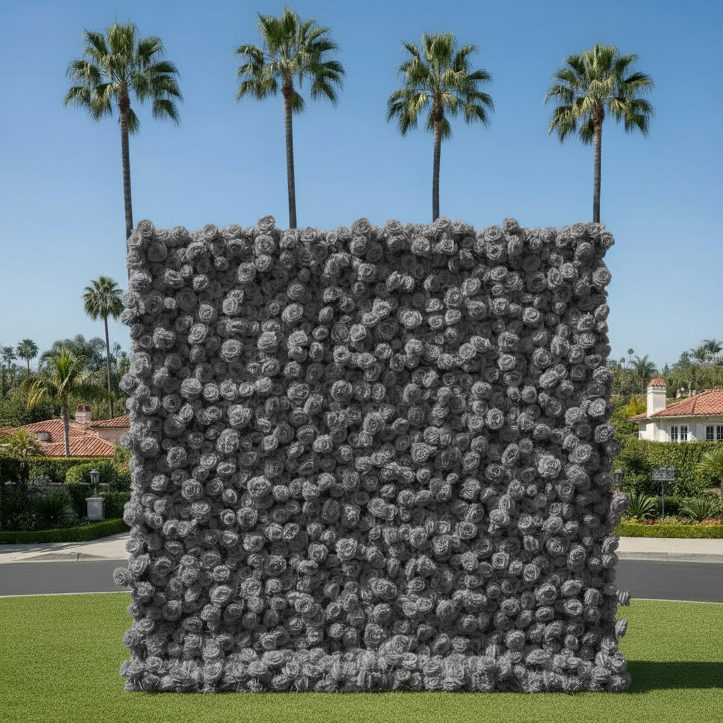 Dark Grey Wild Rose Flower Wall Backdrop - 243