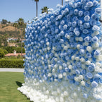 Baby Blue & White Premium Ombre Flower Wall - 114