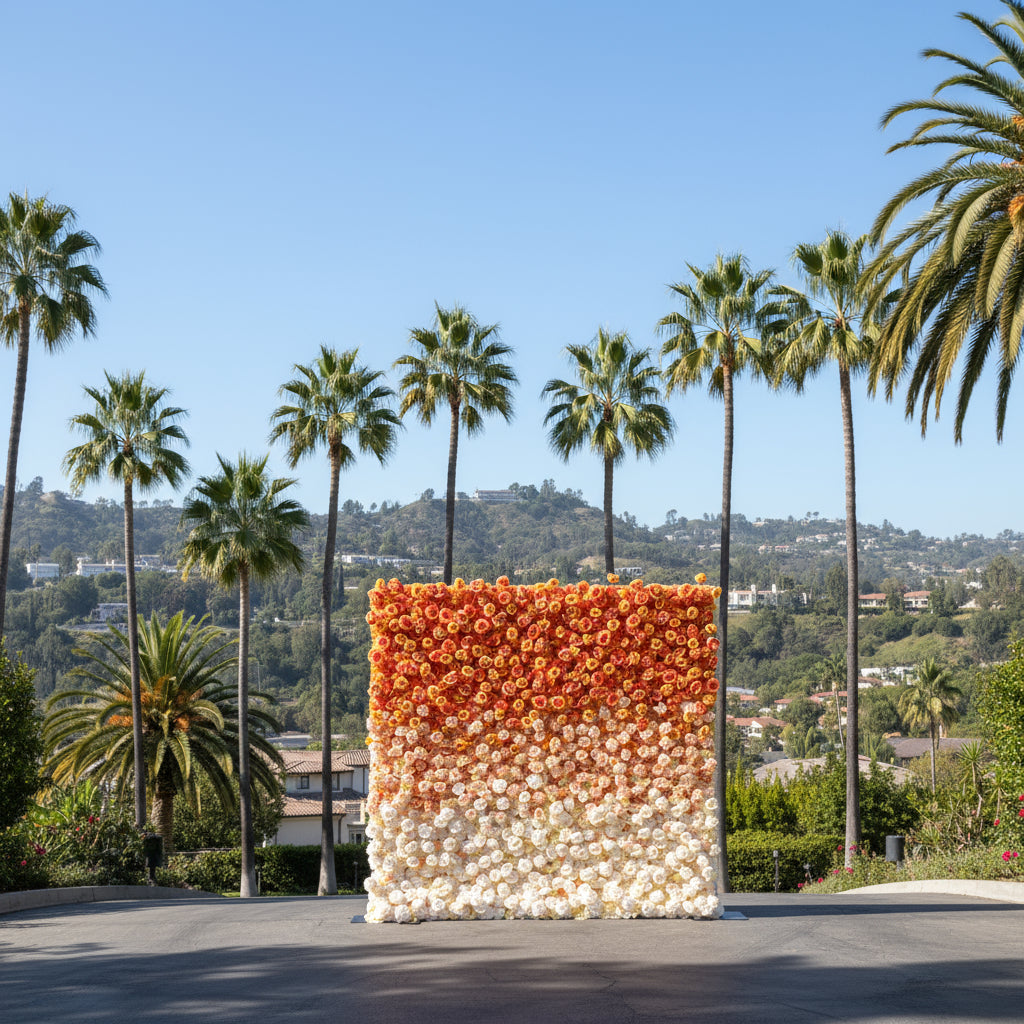 Orange Ombre Premium Rose Flower Wall - 228
