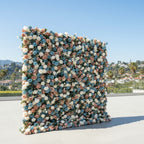 Pink, Cream & Blue Wild Rose Premium Flower Wall - 174