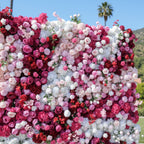 Deep Red, Pink and White Swirl Premium Flower Wall - 148