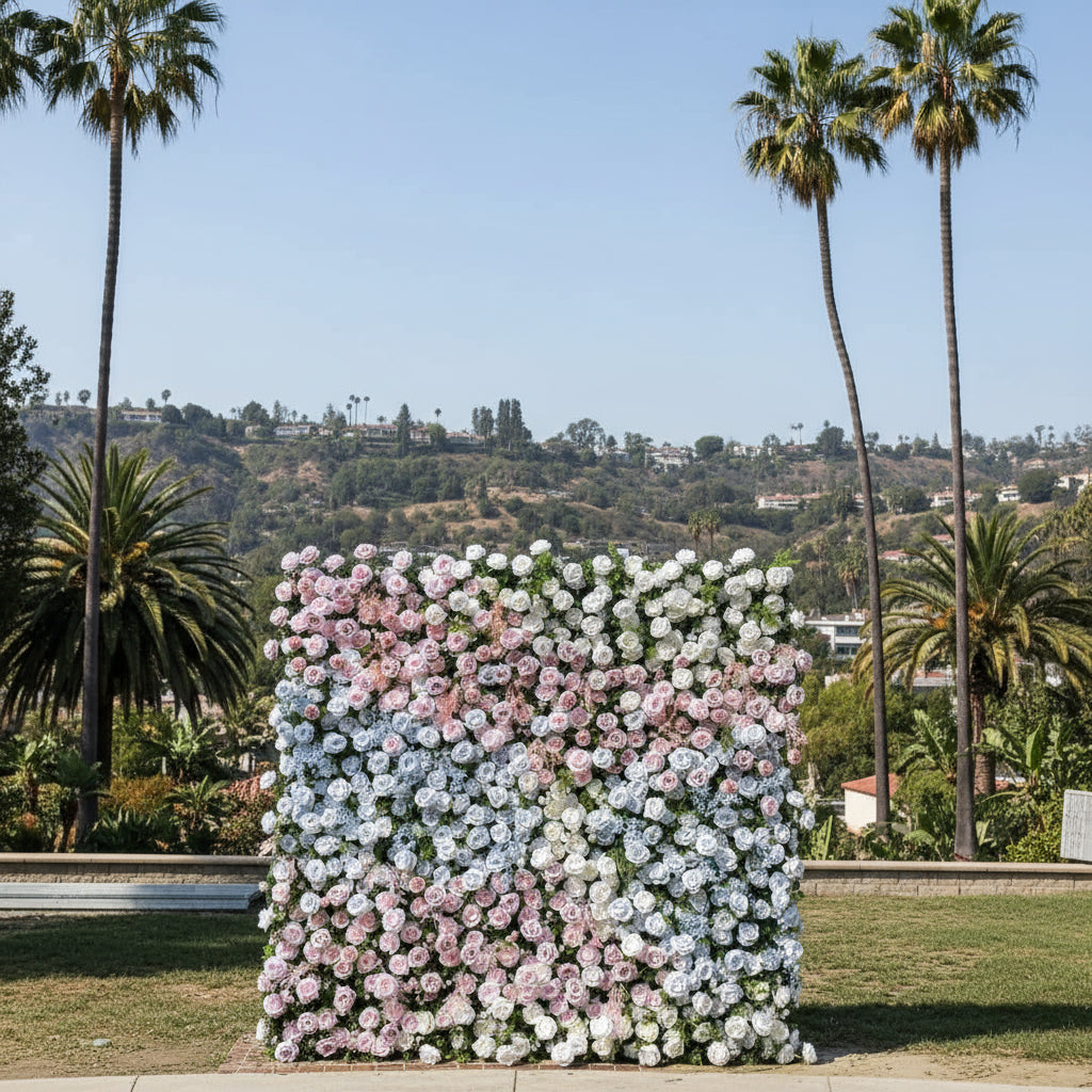 Pink, White and Blue Premium Wild Rose Flower Wall - 191