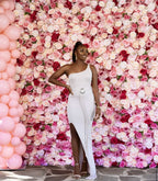 Pink & Cream Greenery Wild Rose Flower Wall - 229