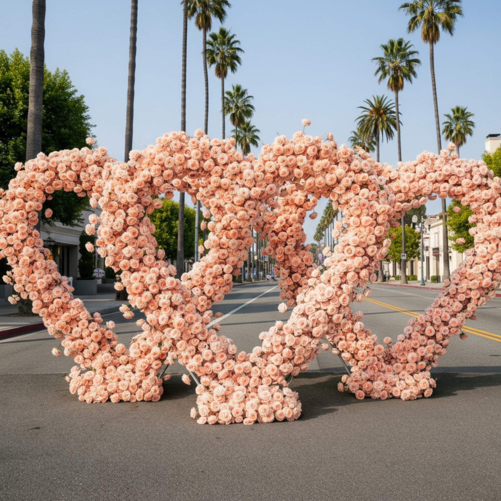 Peach Classic Wild Rose Flower Heart Arch #4943