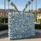 White & Baby Blue Premium Rose Flower Wall - 157