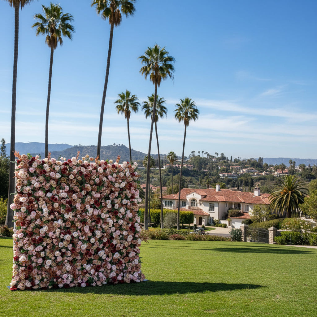 Brown, Pink and Blush Greeenry Premium Flower Wall - 211