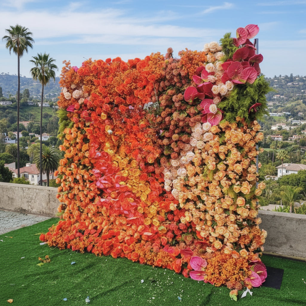 Orange, Brown and Pink Premium Flower Wall - 213