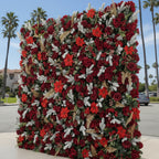 Red Rose Poinsettia Gold Premium Flower Wall Backdrop - 331