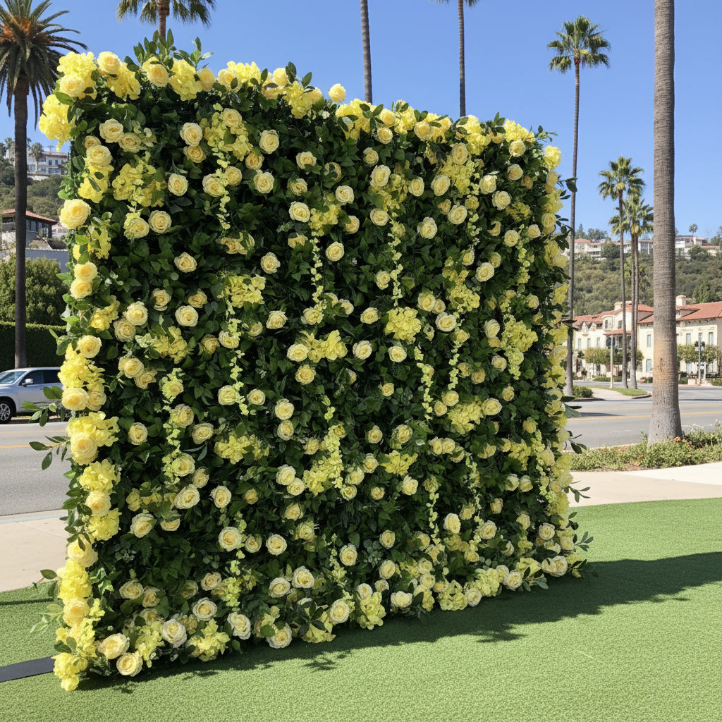 Dripping Yellow Premium Floral Greenery Wall - 098