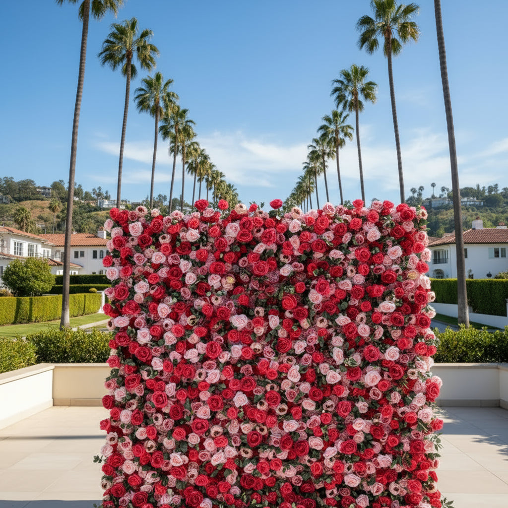 Pink/Red Greeenery Wild Rose Premium Flower Wall - 218