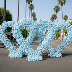 Light Blue Classic Wild Rose Flower Heart Arch #4936