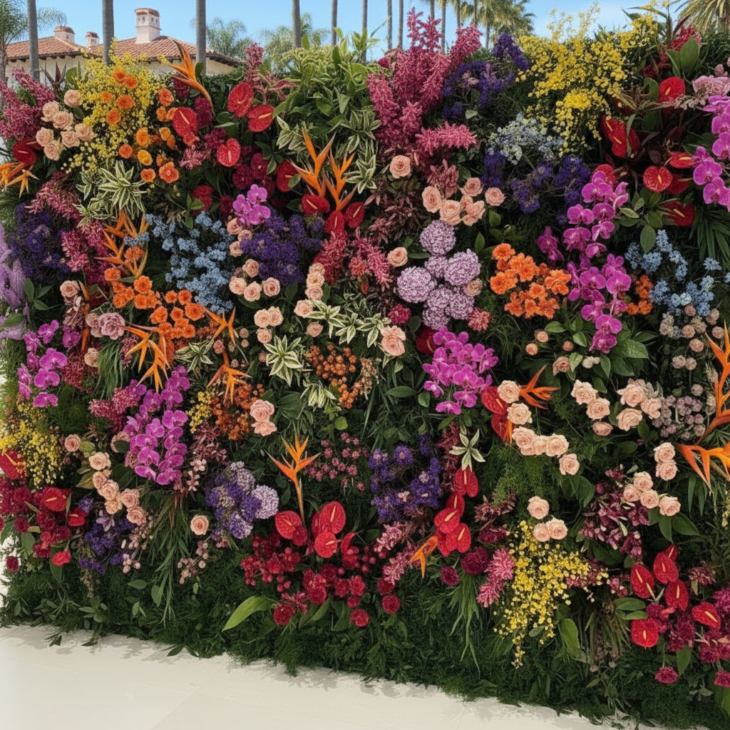 Pink, Orange, Red, Purple Deluxe Premium Flower Wall Backdrop - 335