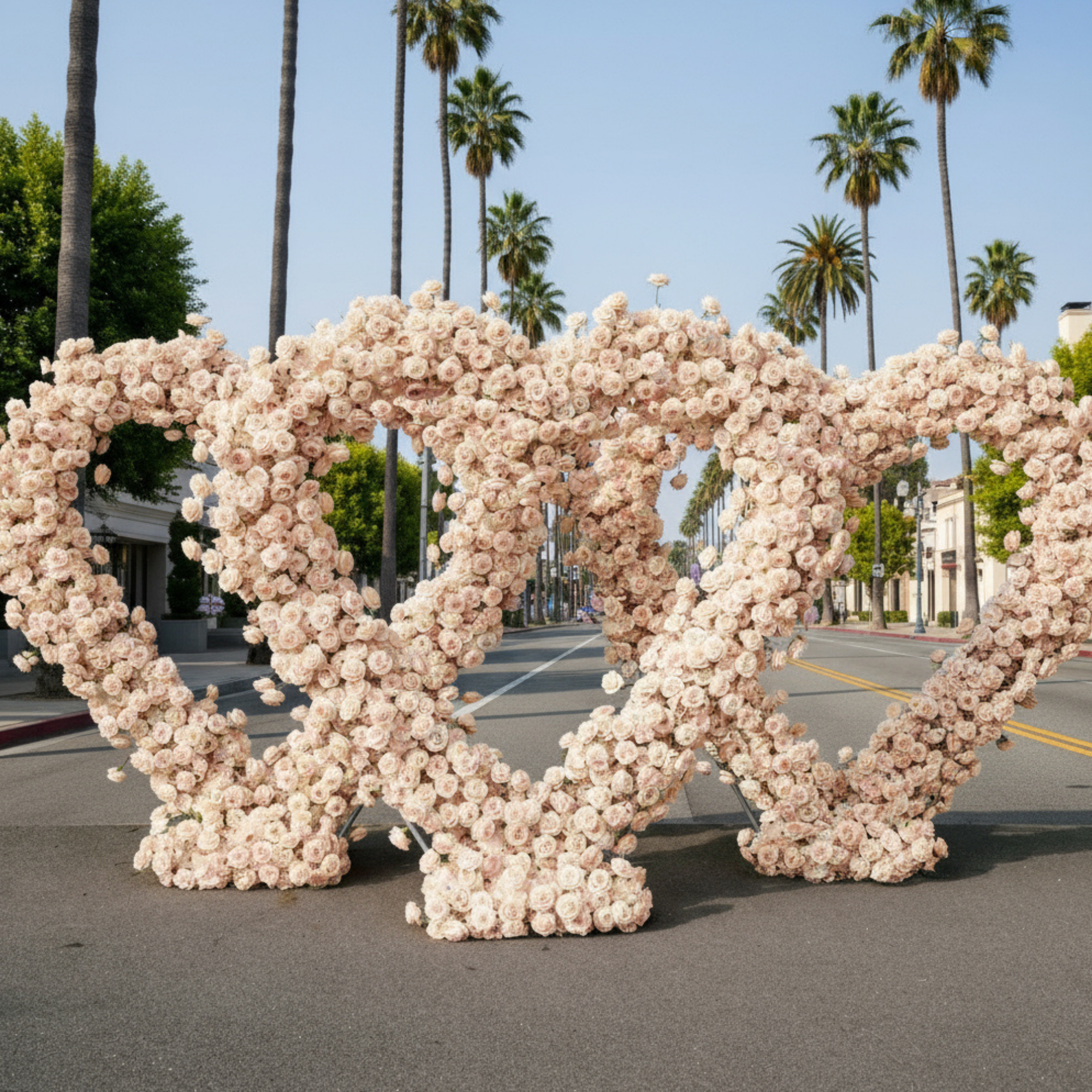 Blush Cream Classic Wild Rose Flower Heart Arch #4944