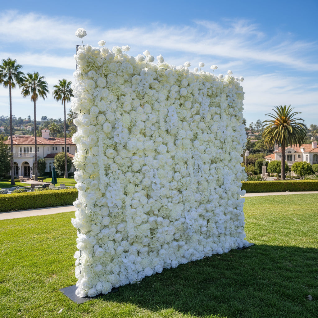 Dripping White Ivory Premium Flower Wall Backdrop - 278