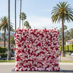 Light Pink, Red & White Wild Rose Premium Flower Wall - 176
