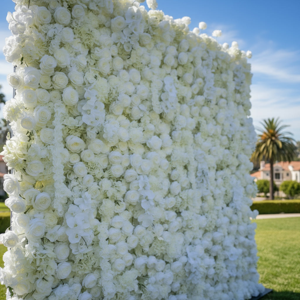 Dripping White Ivory Premium Flower Wall Backdrop - 278