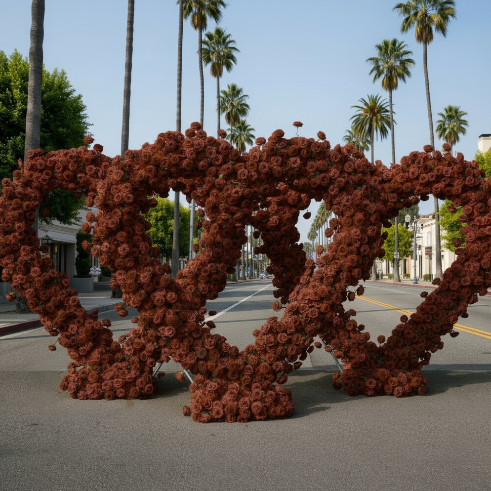 Brown Cream Classic Wild Rose Flower Heart Arch #4945