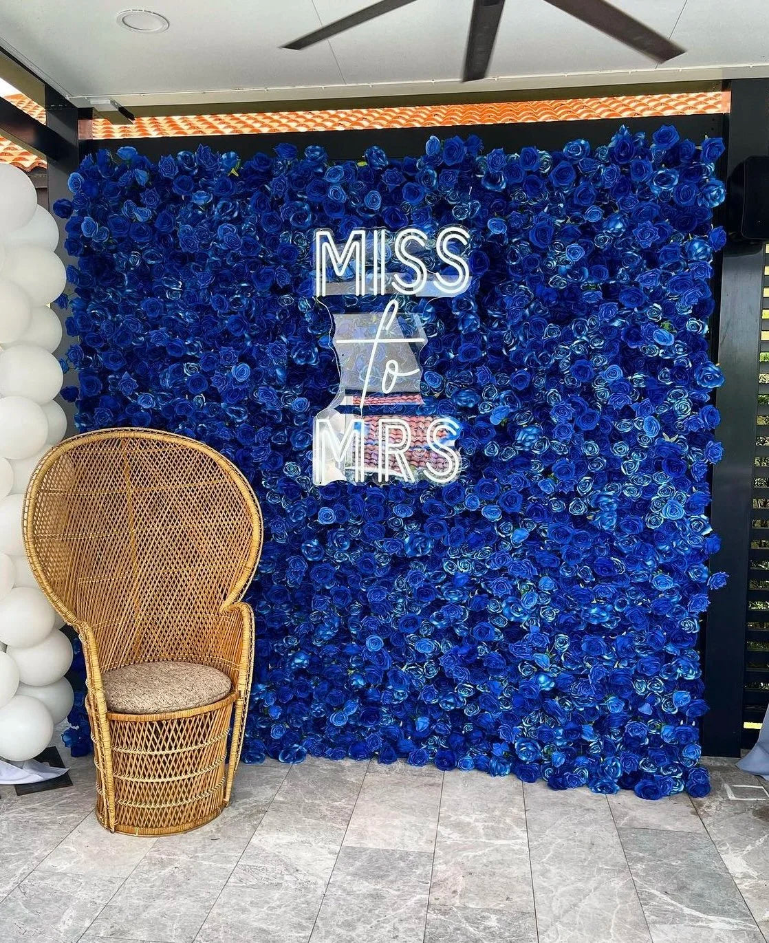 Deluxe Deep Blue Wild Rose Flower Wall - 023