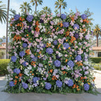 Purple Lavender Orange Greenery Premium Flower Wall Backdrop - 535