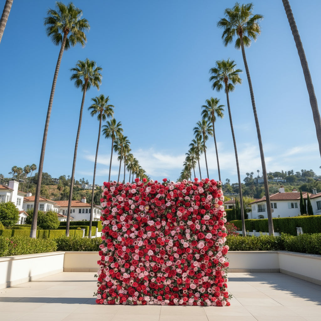 Pink/Red Greeenery Wild Rose Premium Flower Wall - 218