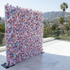 Pink, Blue, White & Purple Rose Premium Flower Wall - 127