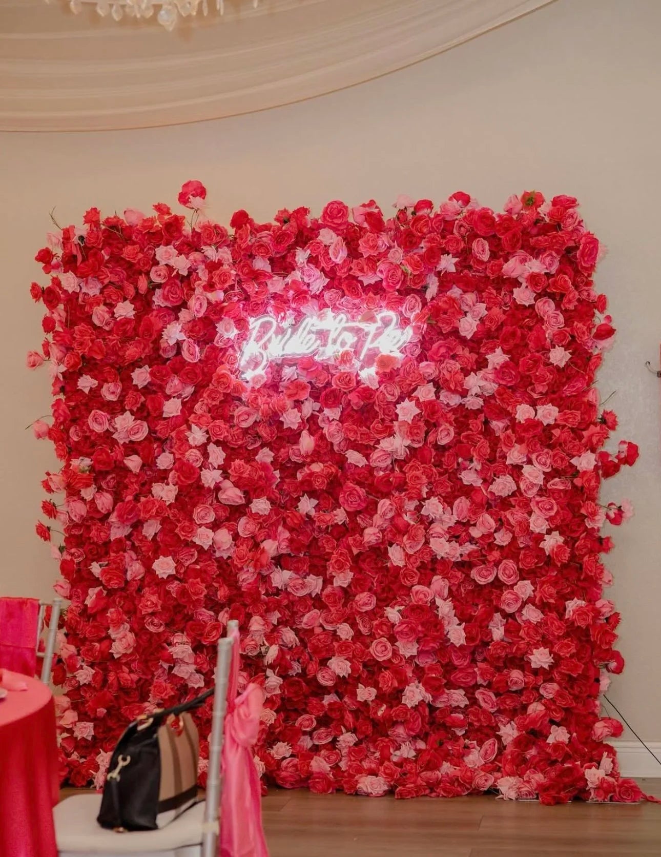 Light Pink & Hot Pink Wild Rose Premium Flower Wall - 019