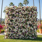 Purple, Pink and White Wild Rose Greenery Premium Flower Wall - 202