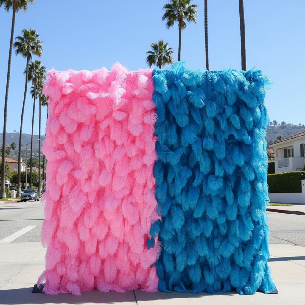 Pink & Blue Feather Wall - 311