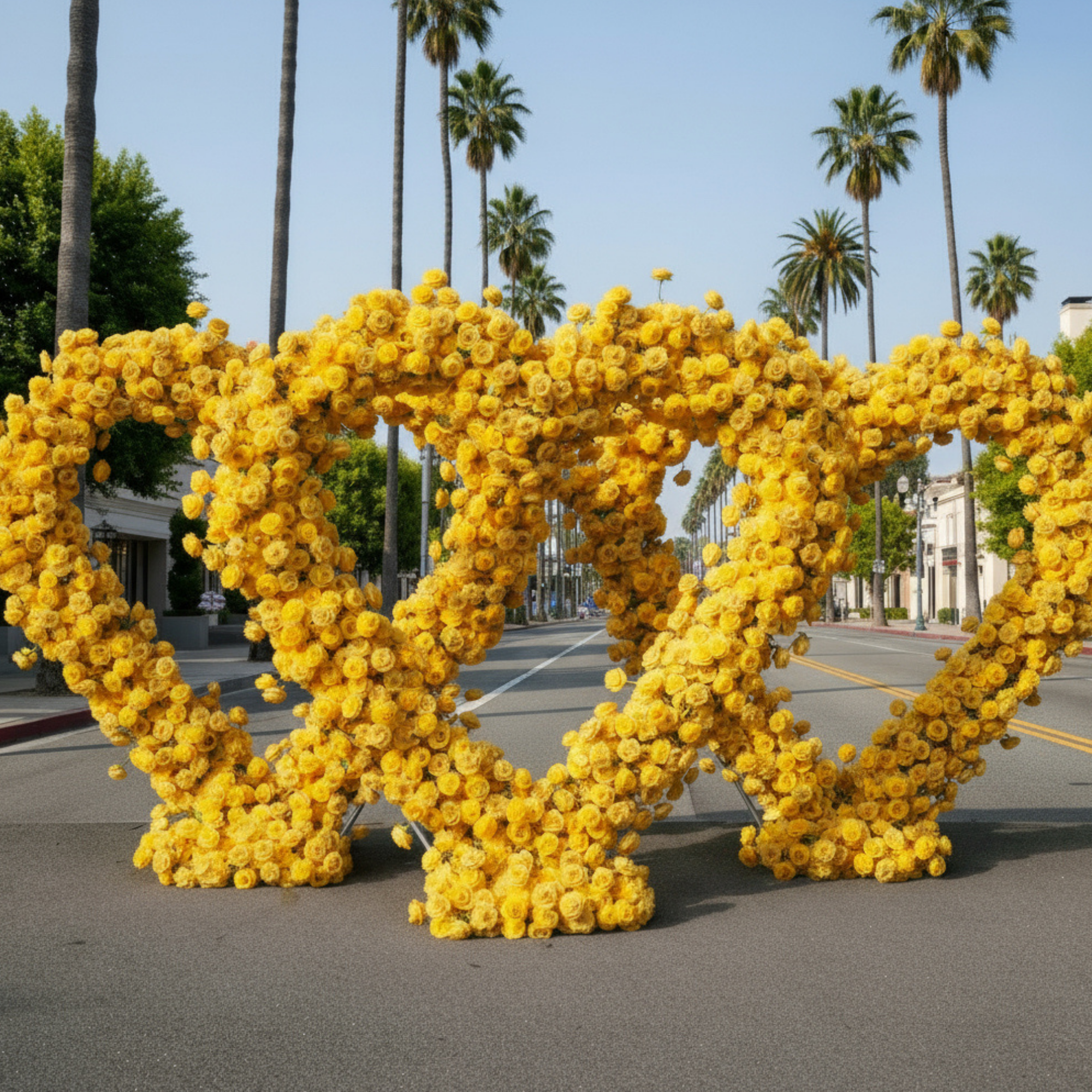 Dark Yellow Classic Wild Rose Flower Heart Arch #4940