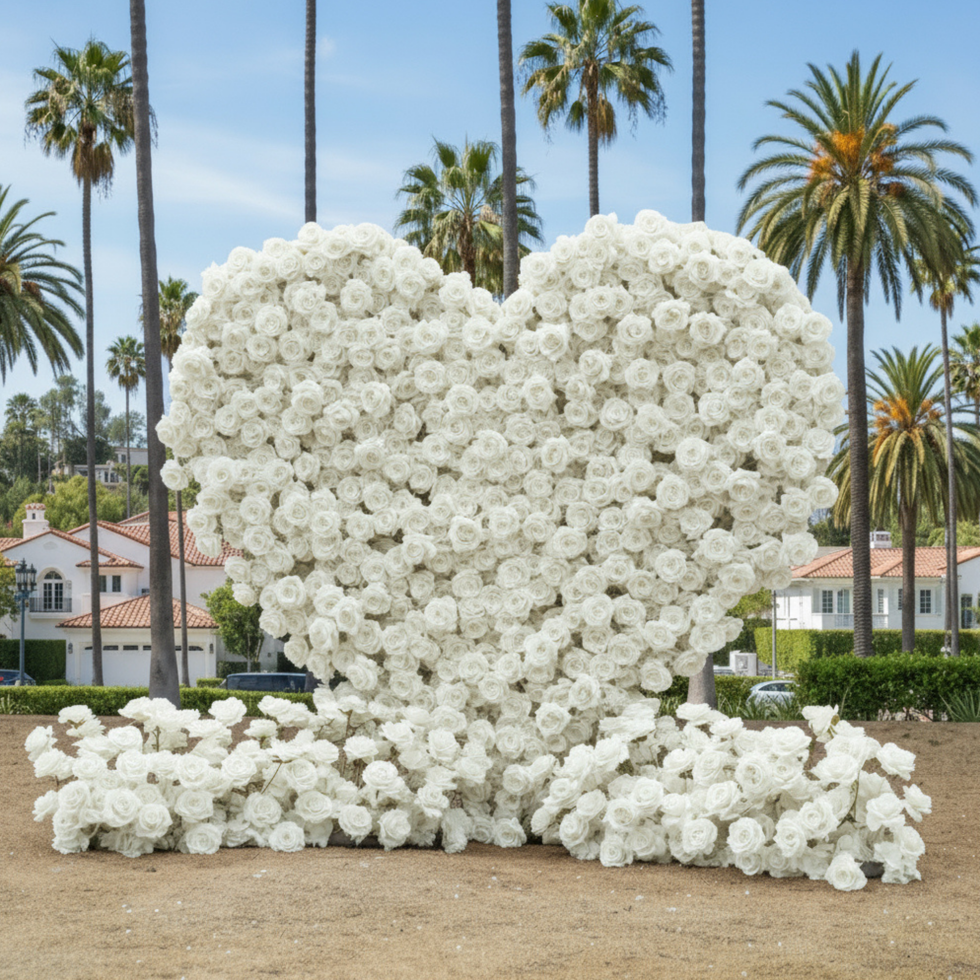 White Premium Wild Rose Heart Flower Arch #4902