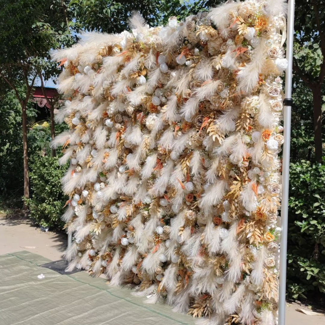 Pampas Tan and Cream Wild Rose Premium Wall - 082B