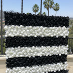 Black and White Stripe Wild Rose Premium Flower Wall - 215