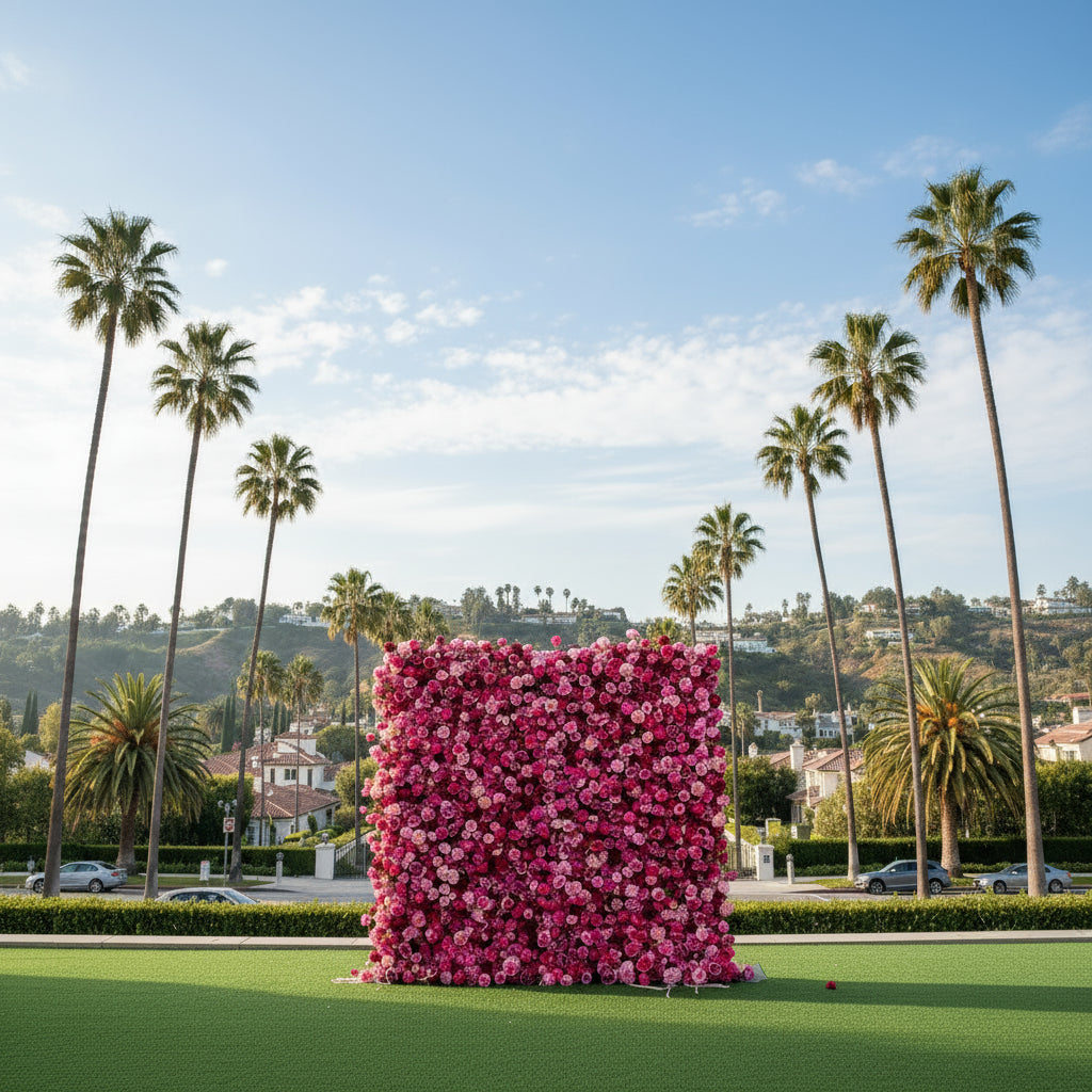 Light & Dark Pink Wild Rose Premium Flower Wall - 217