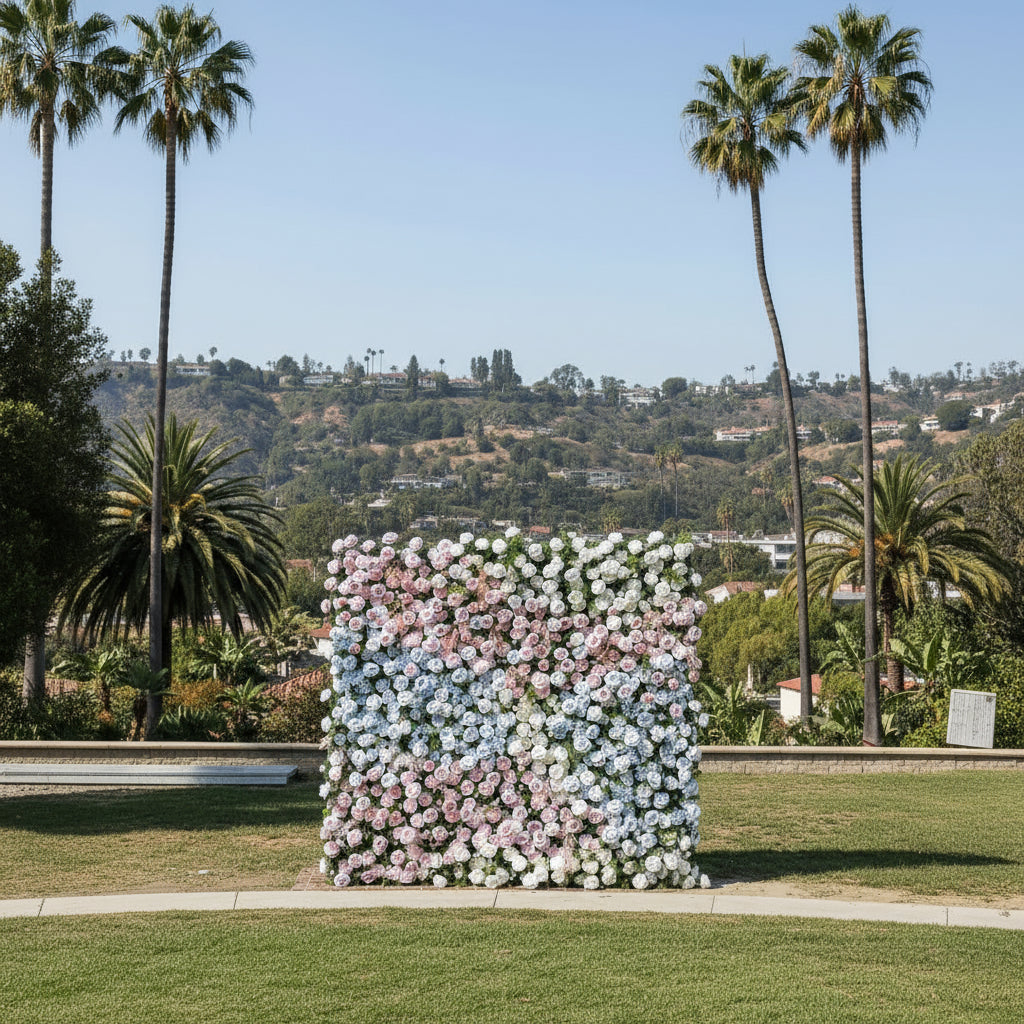 Pink, White and Blue Premium Wild Rose Flower Wall - 191
