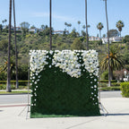 Classic Greenery Hedge with White Rose Design Premium Wall - 524