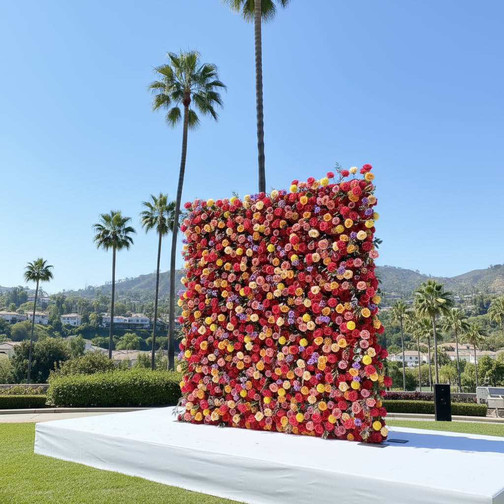Pink, Orange & Yellow Wild Rose Premium Flower Wall - 121