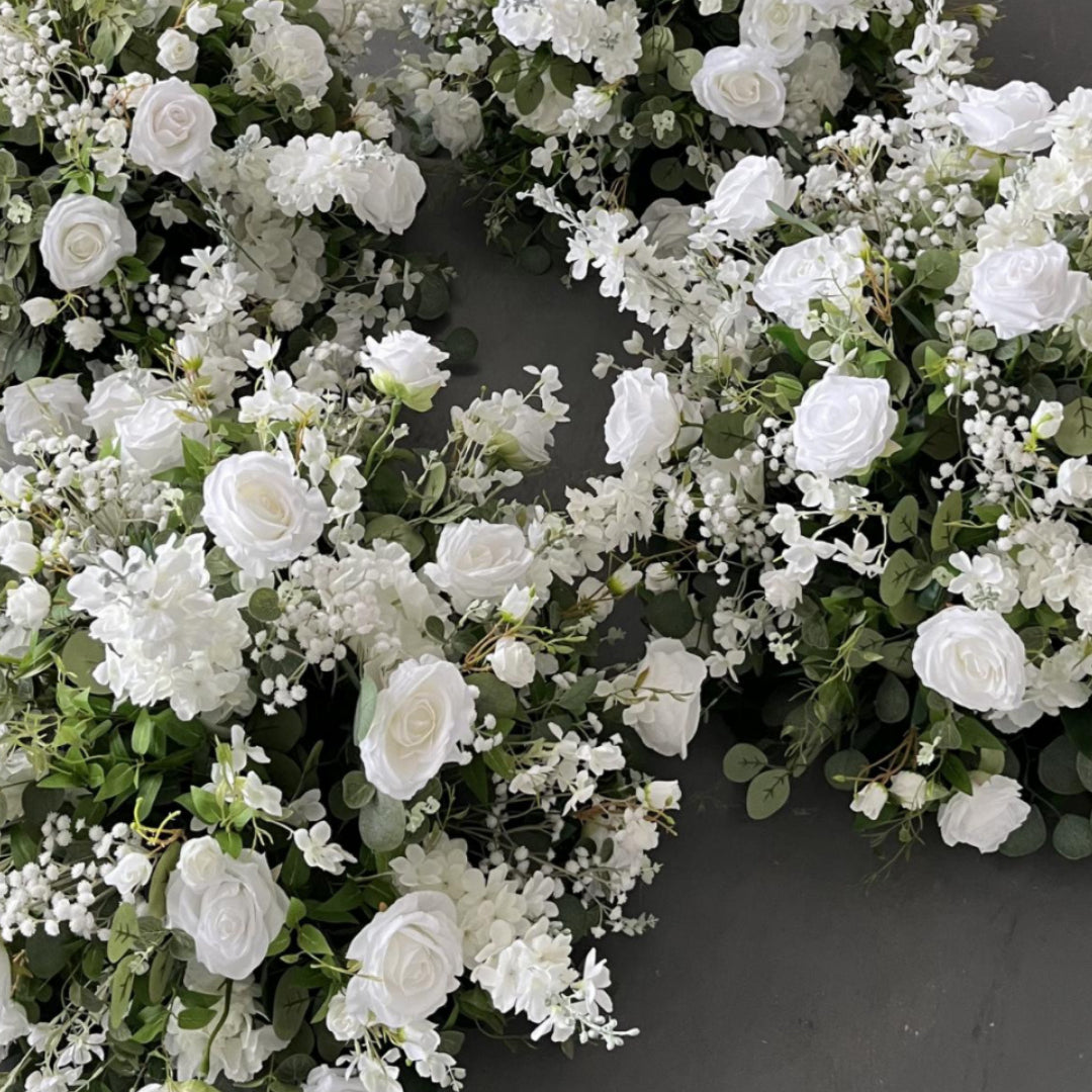 White Wild Rose Babys Breath Greenery Premium Flower Ball - 1061