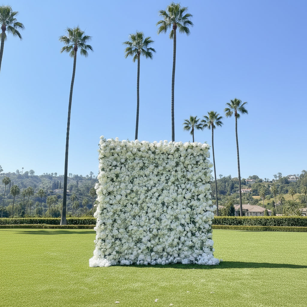 White Wild Rose Greenery Premium Flower Wall - 320