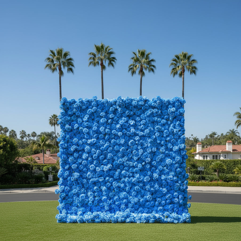 Bright Blue Wild Rose Flower Wall - 237