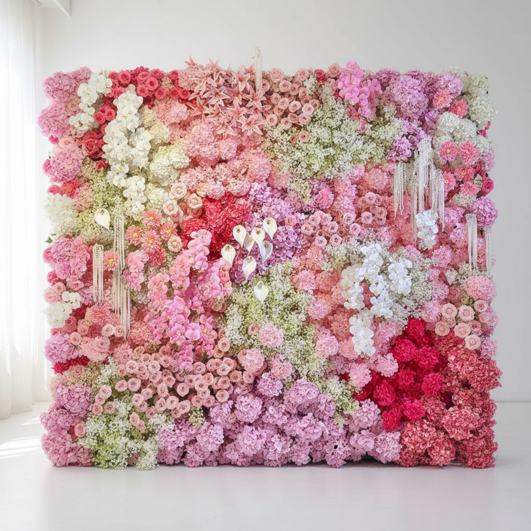 Dripping Pink, White and Lavender Premium Flower Wall Backdrop - 263