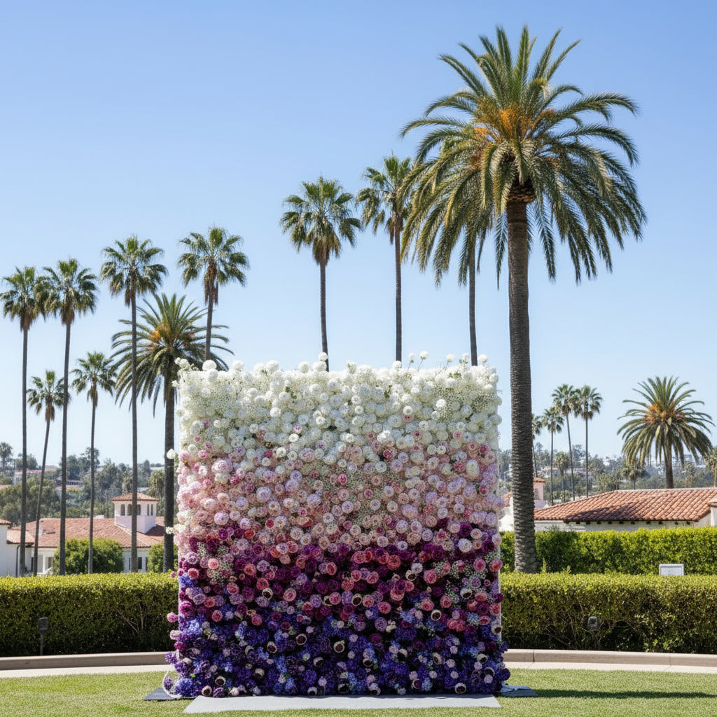 Purple, Pink & White Premium Rose Flower Wall - 111