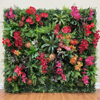 Deluxe Pink, Orange and Red Jungle Greenery Premium Flower Wall Backdrop - 540