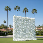 All White Premium Wild Rose Flower Wall - 020