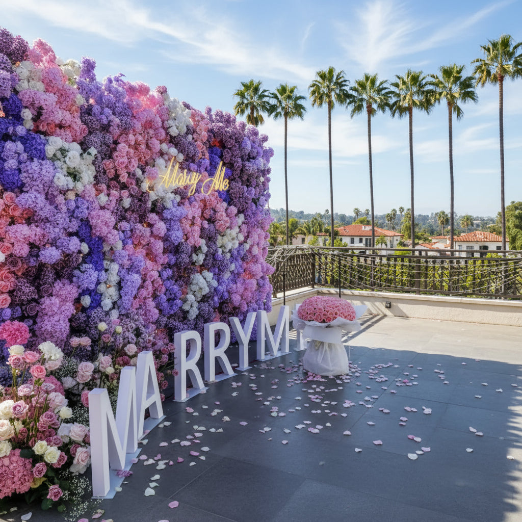 Premium Pink, White and Purple Swirl Premium Flower Wall - 350