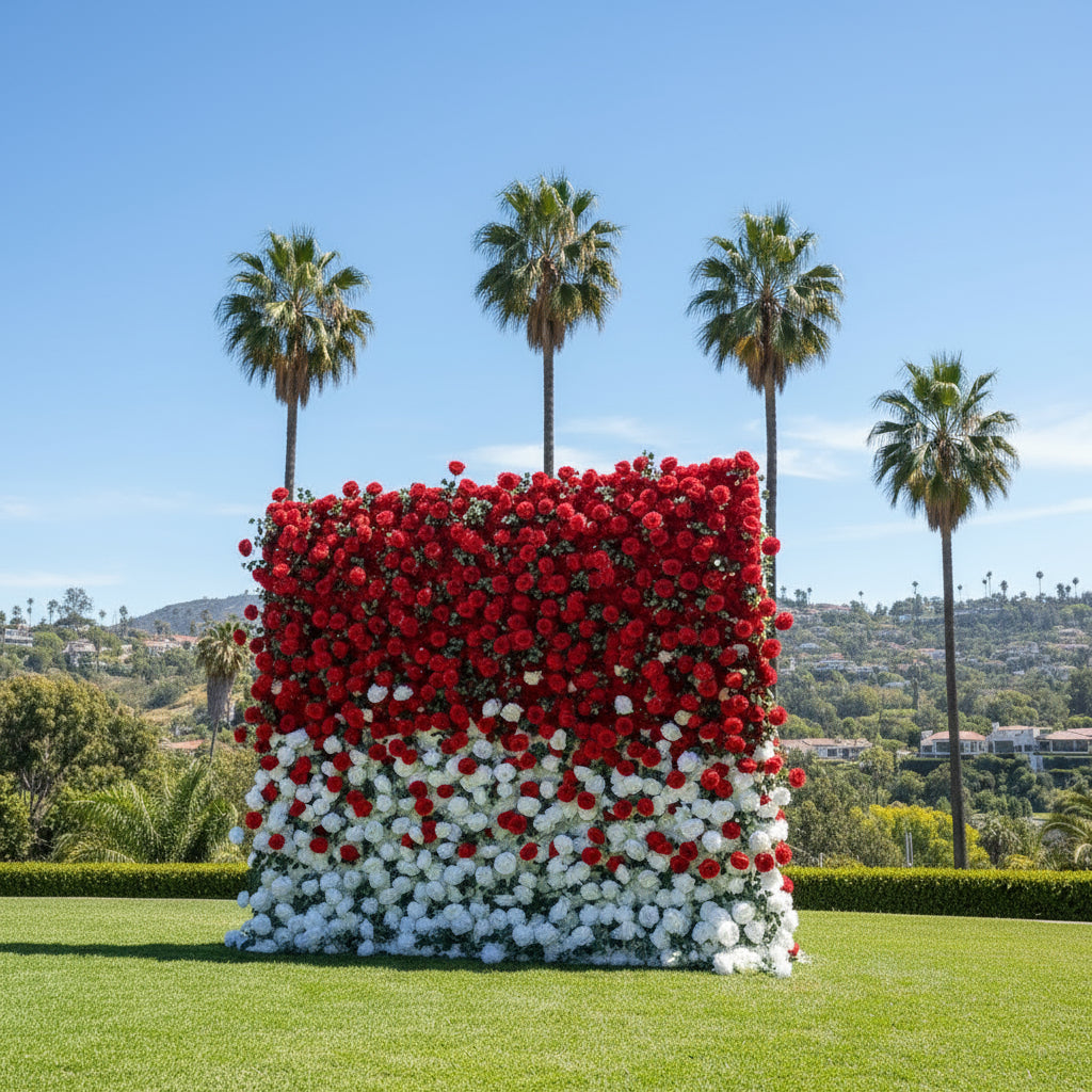 Red & White Premium Ombre Flower Wall - 113